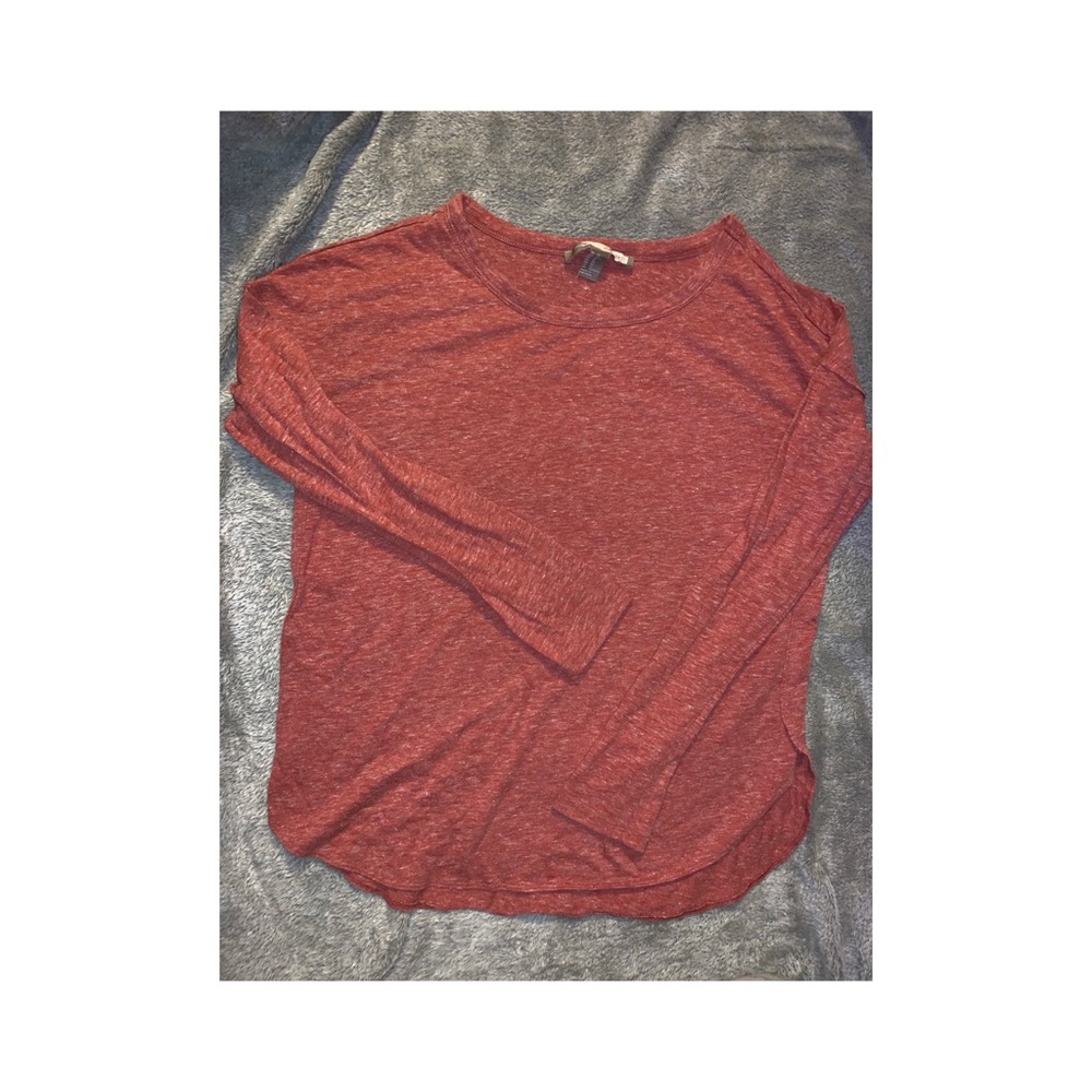 Forever 21 Long Sleeve Marled Coral Top